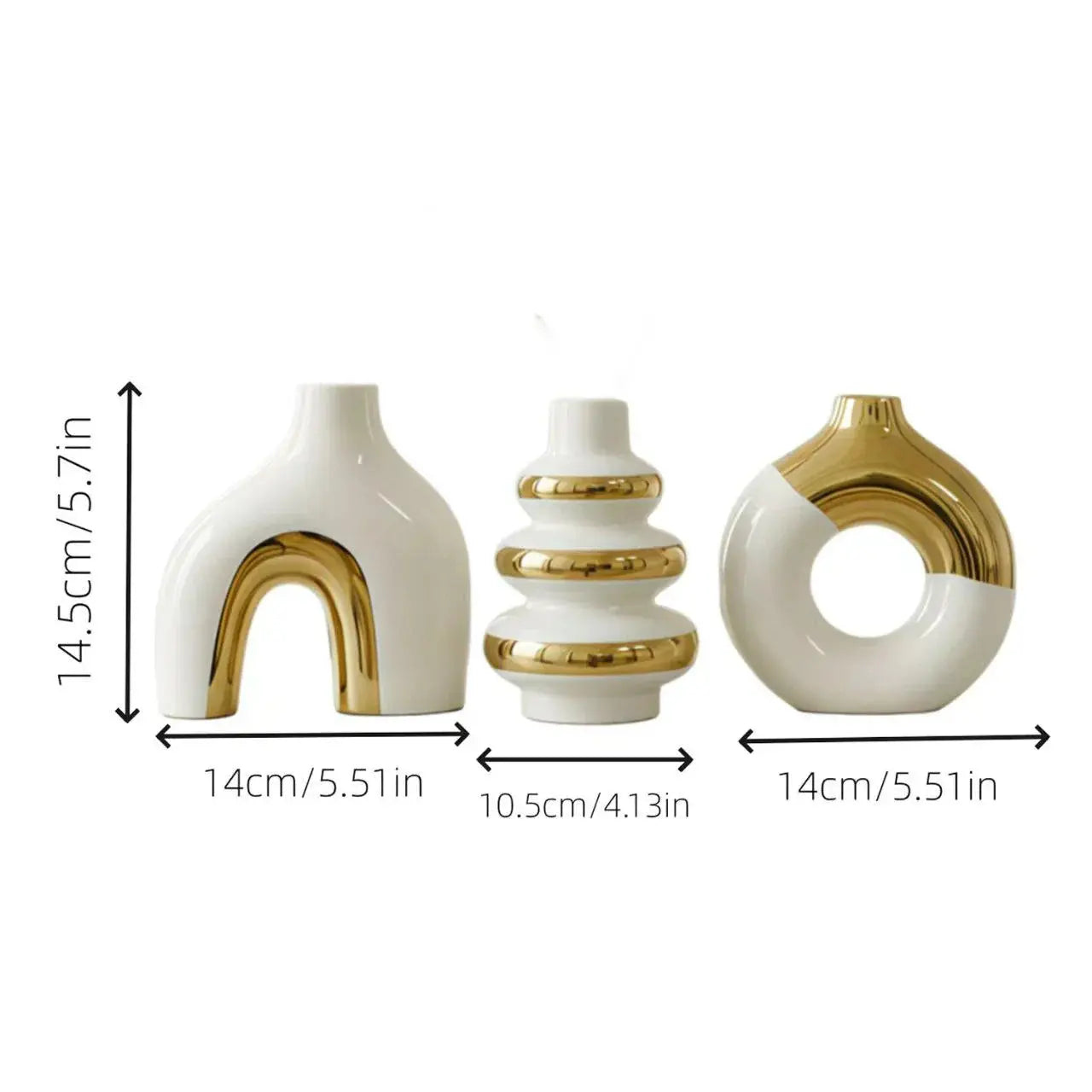 3pcs Nordic Creative Luxury Modern Simple Electroplated Ceramic Flower Vase, Home Decor Ornament Gift For Water Cultivation Dropshipman